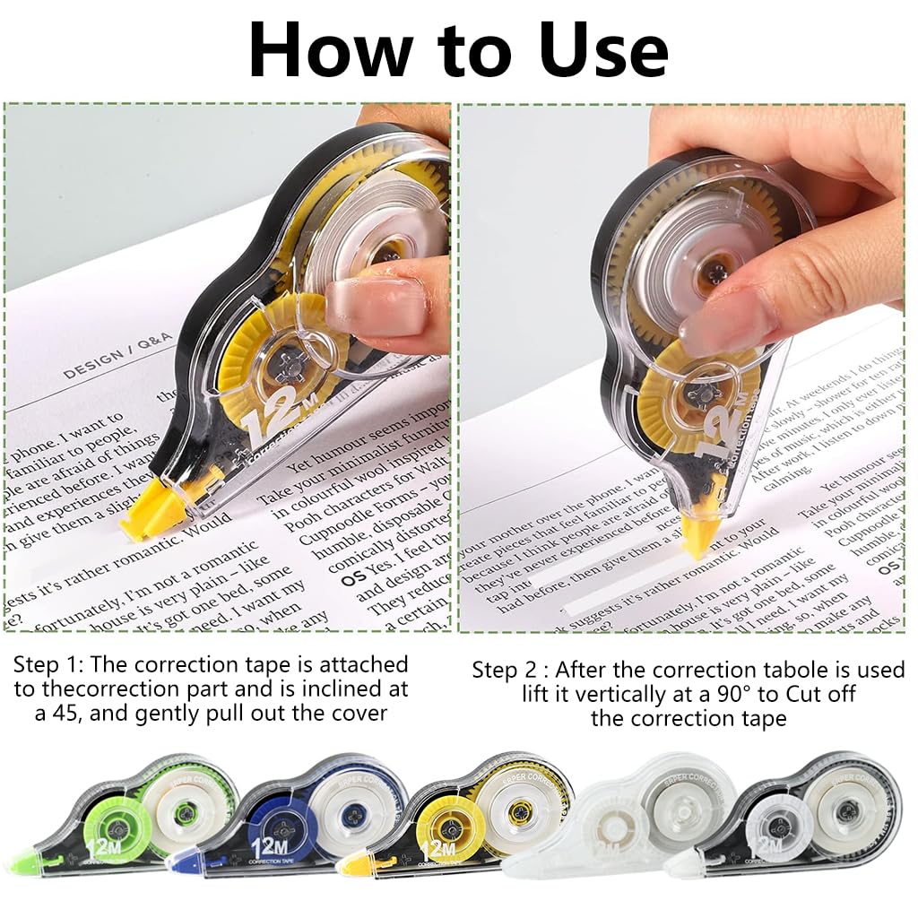 Climberty Correction Tape Set for School and Office Use with Smooth Glide Rollers | 5 Pack 12 m White Out