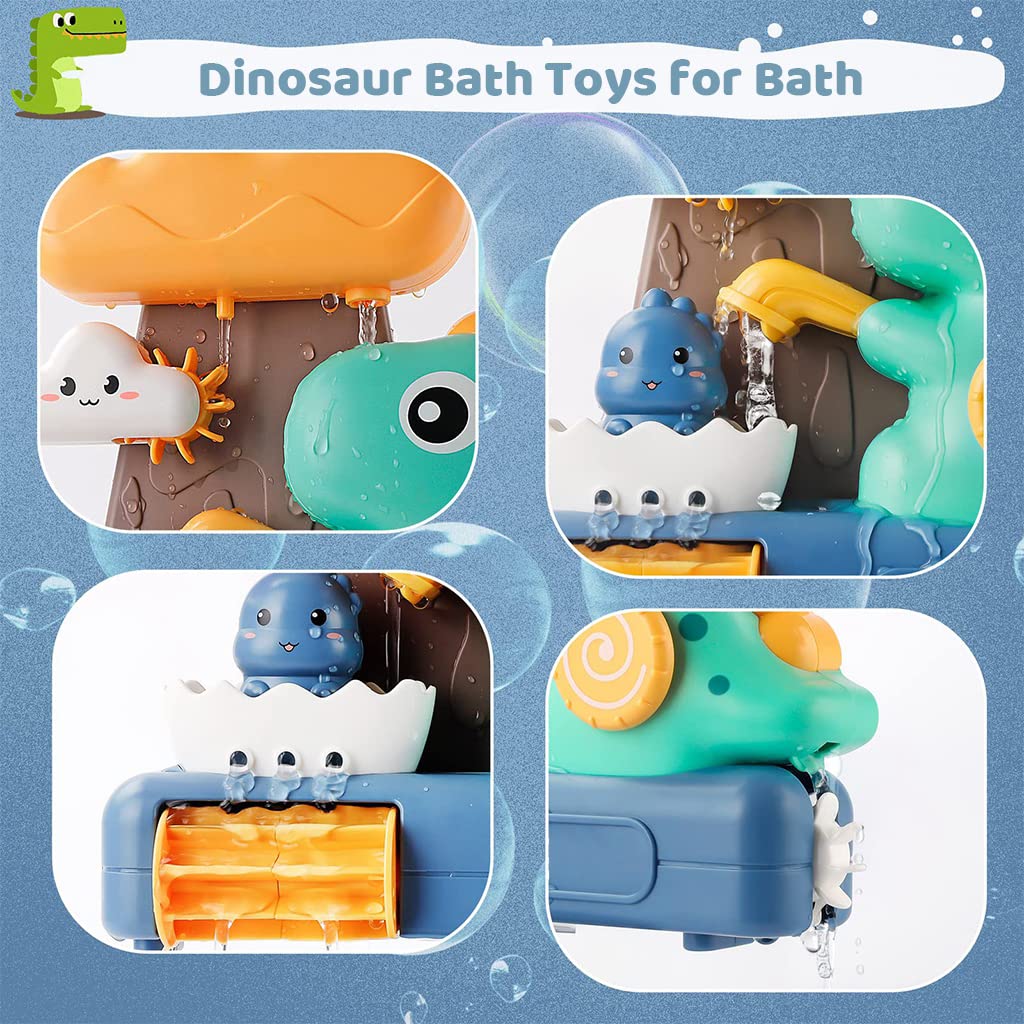 PATPAT Baby Bath Toys, Fun Dinosaur Water Spray Toy Set Cartoon Bath Toy Sprinkler Toy Suction Cup Design Bathtub Toy Shower Toy for Baby Toddler 1-4 Years Old Bathtime Toy Gift for Toddler