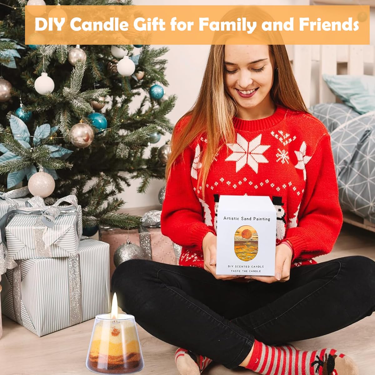 HASTHIP DIY Candle Making Kit for Creative Sand Art Candles with Colored Beeswax Sands | Ideal Birthday Gift for Friends and Sisters