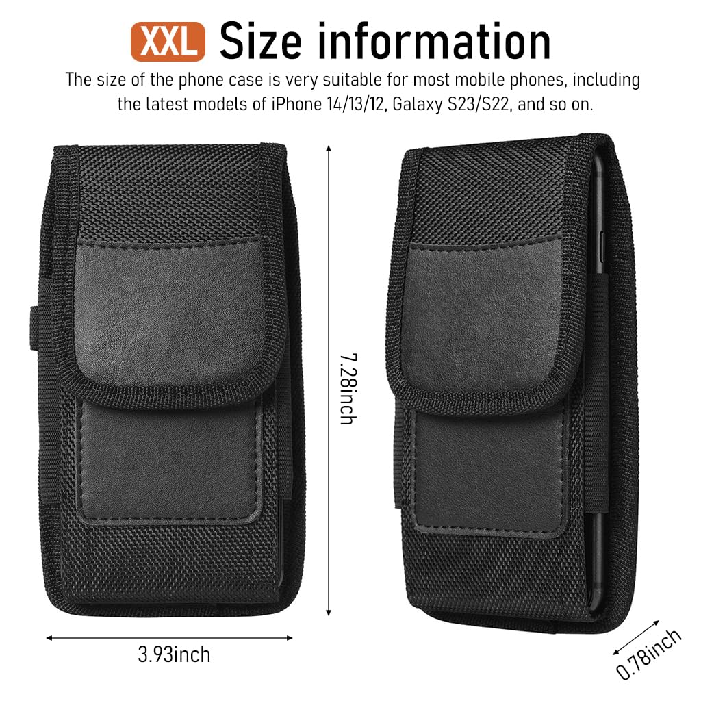 GUSTAVE® Mobile Pouch for Men with Belt Clip, Anti-Scratch and Waterproof Phone Holster with Card Holder & Carabiner, Durable Mobile Pouch for Under 7in 's Phone, Gift for Men, Husband, Father