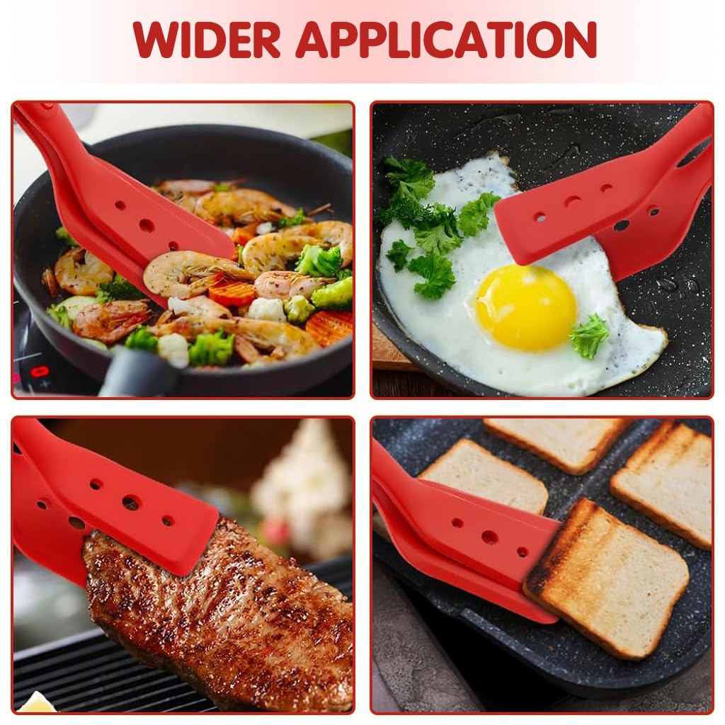 Supvox Fish Turner Spatula for Non Stick Pans with Locking Tongs | Heat Resistant Cooking Utensil