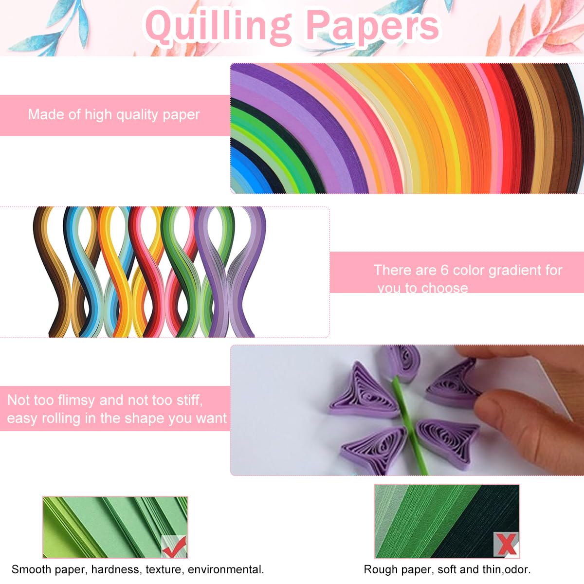 HASTHIP® Paper Quilling Kit Quilling Tool Set Quilling Template Curling Tool Set Accessories for DIY Paper Quilling Craft Art Set (30 Colors 600 Strips)