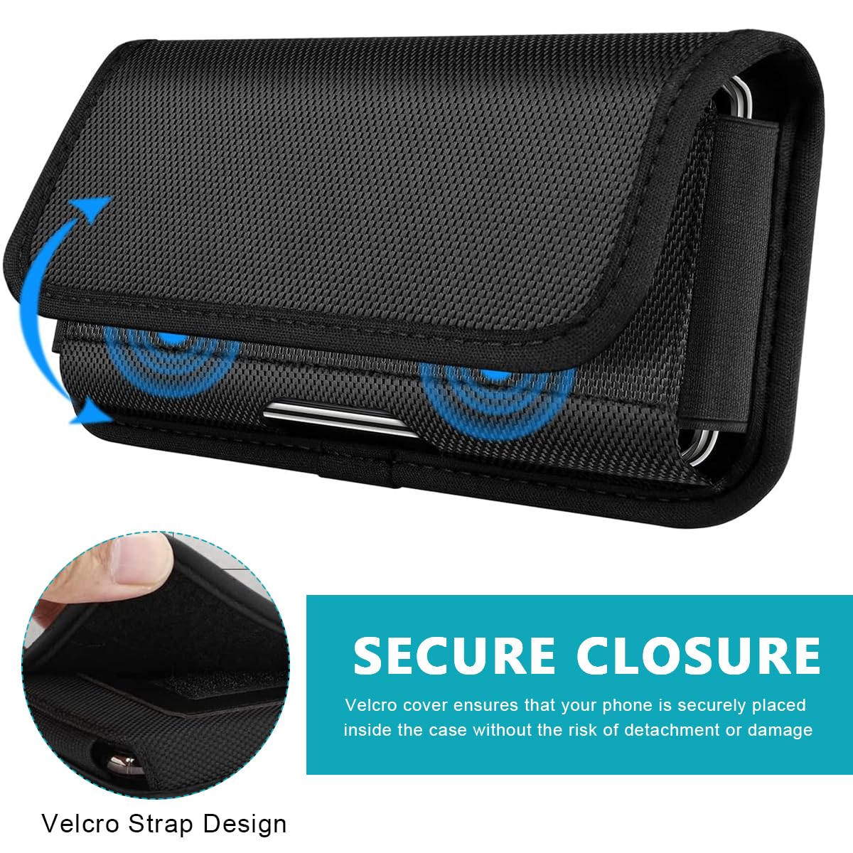 GUSTAVE Phone Holster for Galaxy S23 Ultra with Metal Clip and Magnet Closure | 6.69×3.14×0.7 in Nylon Case with Card Holder