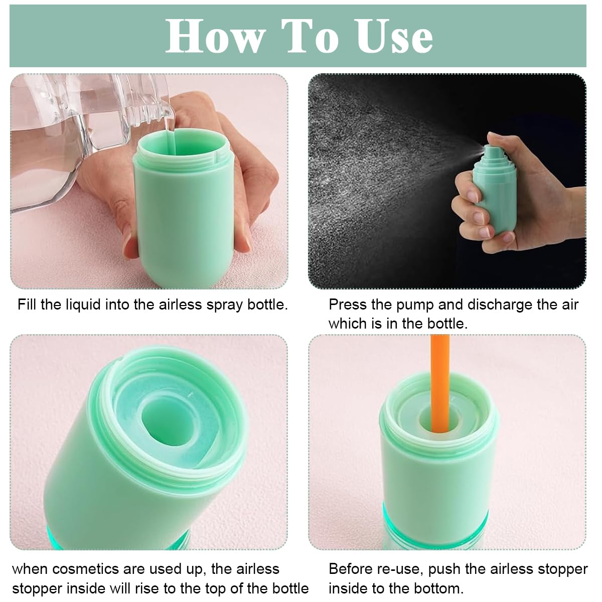 MAYCREATE Airless Pump Bottles for Travel with Leakproof Design and 30ml Capacity | Macaron Color Refillable Containers