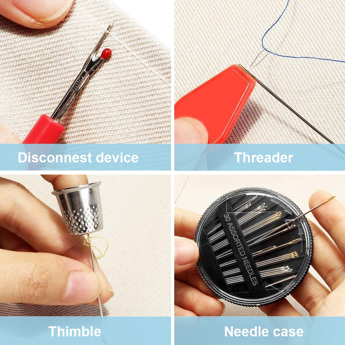 ELEPHANTBOAT Sewing Kit for Home and Travel with 130 pcs Accessories including 24 Thread Spools and Zipper Storage Box