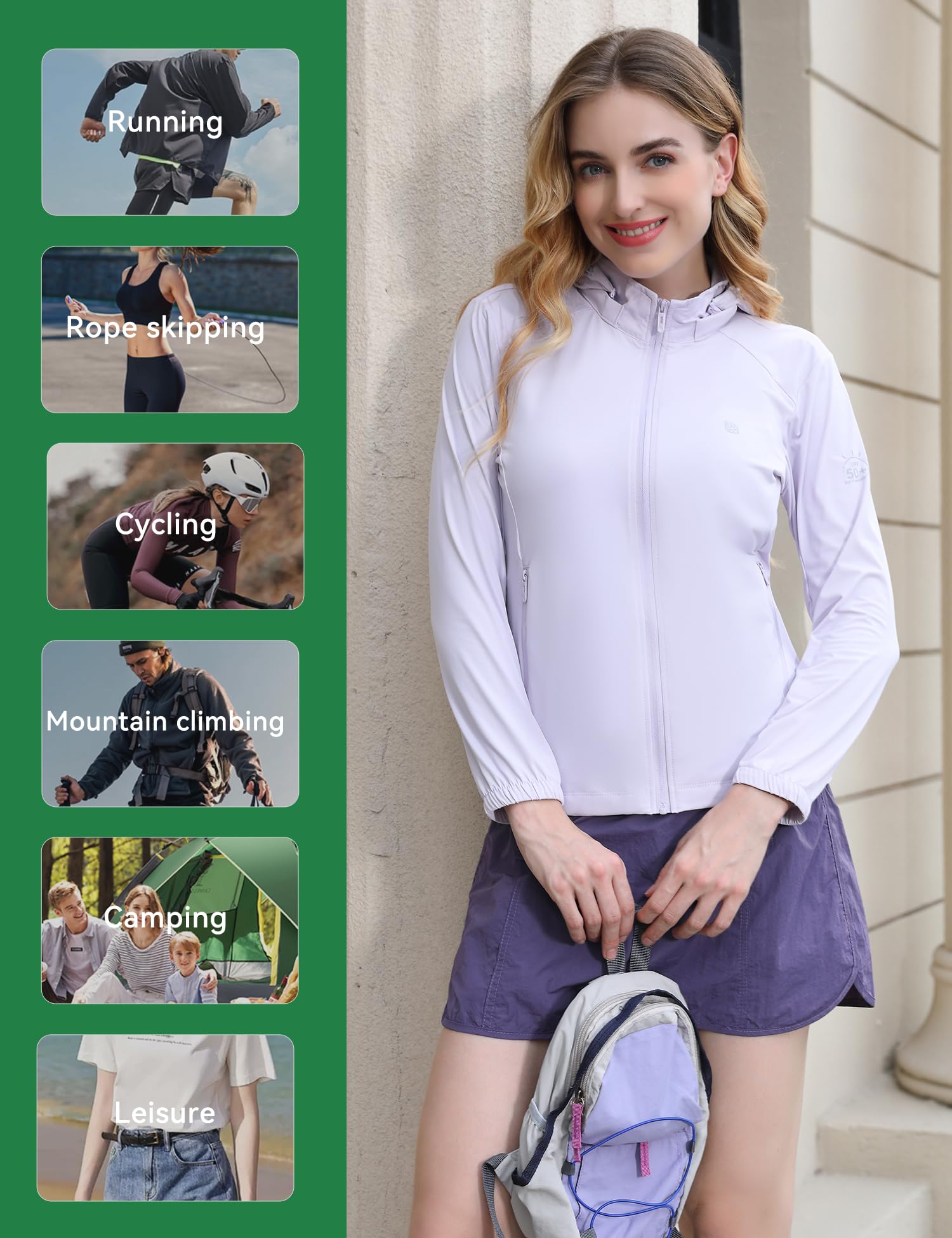 Venzina Sun Jacket for Women with UPF 50+ Protection featuring Removable Hat and Zip Pockets