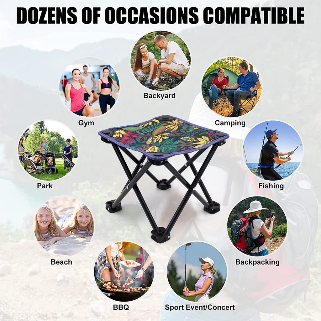 Proberos® Folding Chair Stool for Camping Travelling with Portable Bag, Foldable Camping Stool for Fishing Hiking Gardening and Beach, Max 220lb, 27 * 27 * 23cm