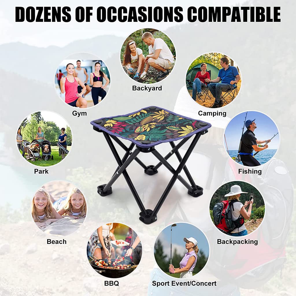Proberos Folding Chair Stool for Camping and Fishing with 7 Metal Legs 27×27×23cm | 3 PCS Portable Set