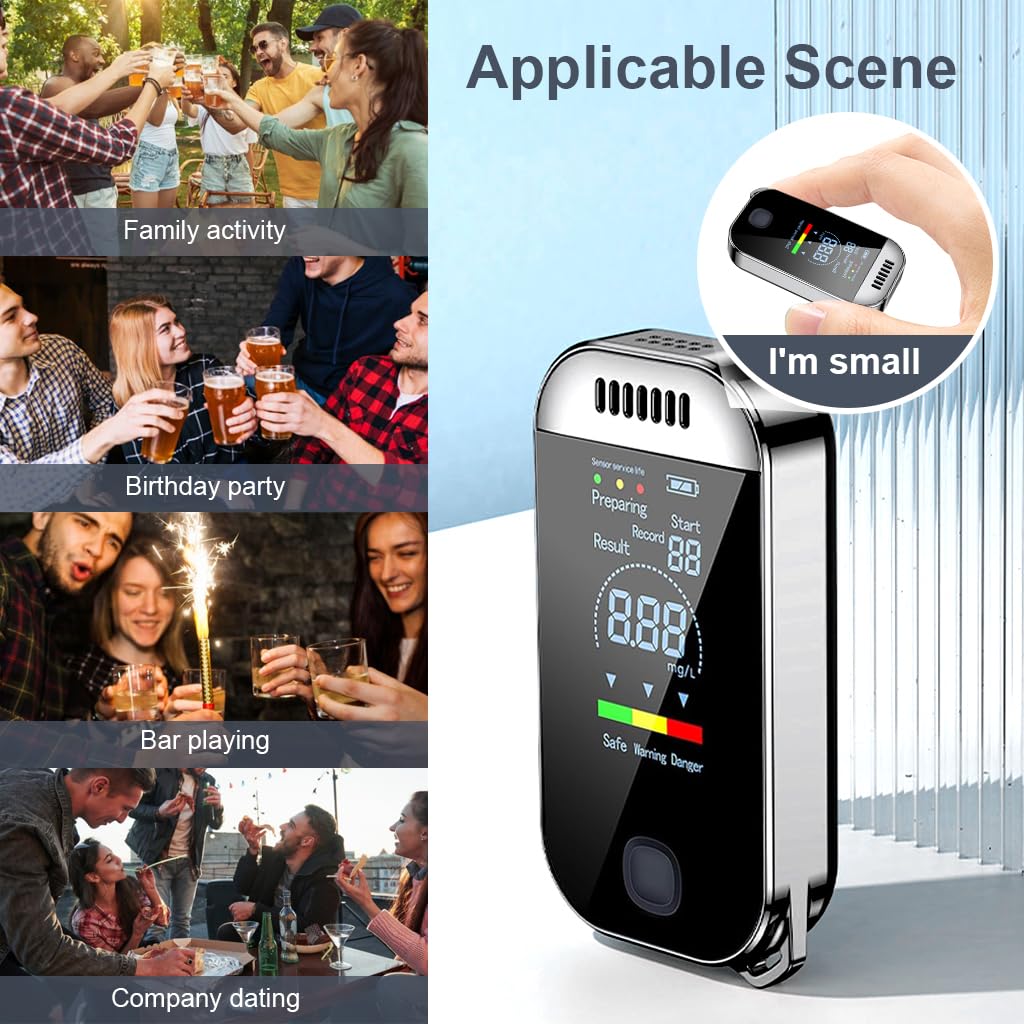 STHIRA Alcohol Tester for Personal and Professional Use with LCD Display | 0.00–0.199% BAC Non Contact USB Rechargeable Breathalyzer