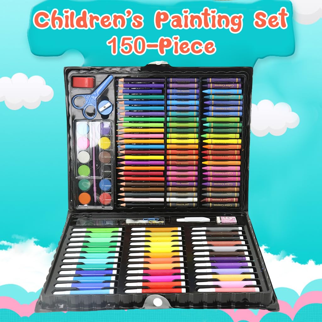 ZIBUYU Painting Drawing Kit for Kids with Wooden Case and 150 Pcs Art Supplies | Gift for Boys and Girls