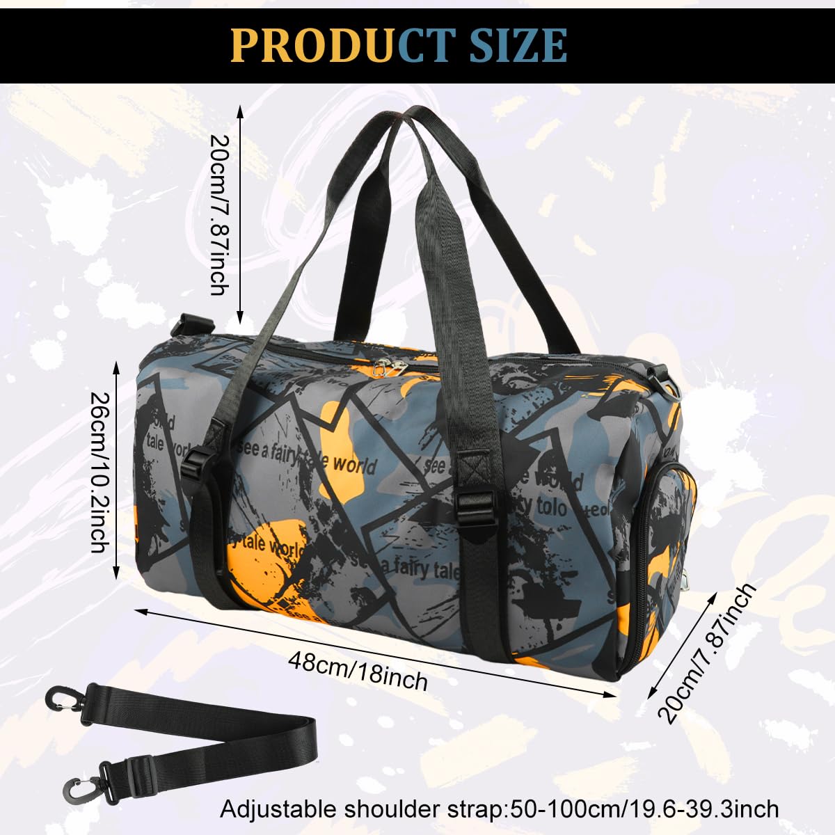 GUSTAVE Duffle Bag for Men Travel and Gym Use with Shoe Compartment & Waterproof Pouch 50x22x24cm featuring Oxford Cloth Style | Removable Shoulder Strap