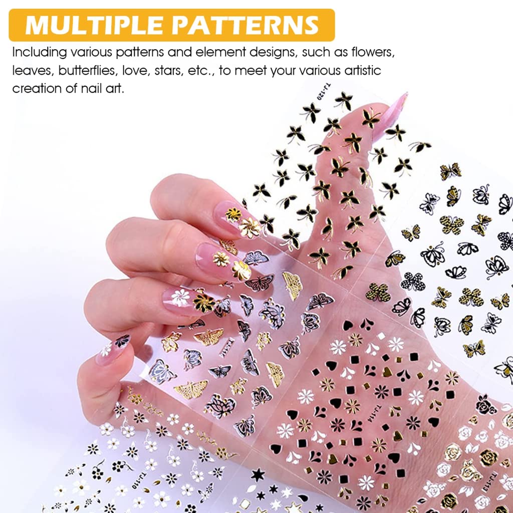 MAYCREATE 3D Nail Art Stickers for DIY Nail Design with Self Adhesive Sheets | 30 Sheets