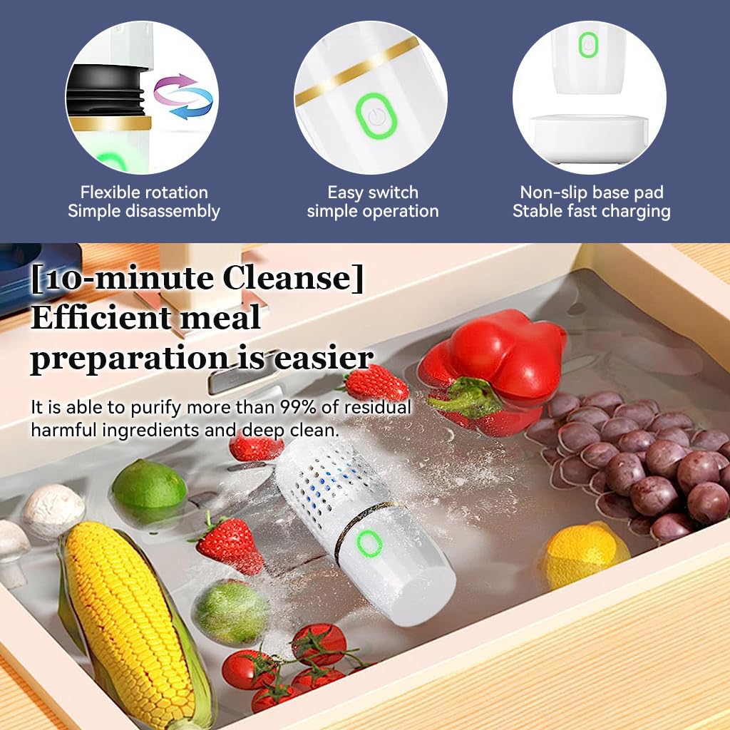HANNEA Fruit and Vegetable Washing Machine for Cleaning Produce Rice and Tableware | Portable Kitchen Cleaner Device