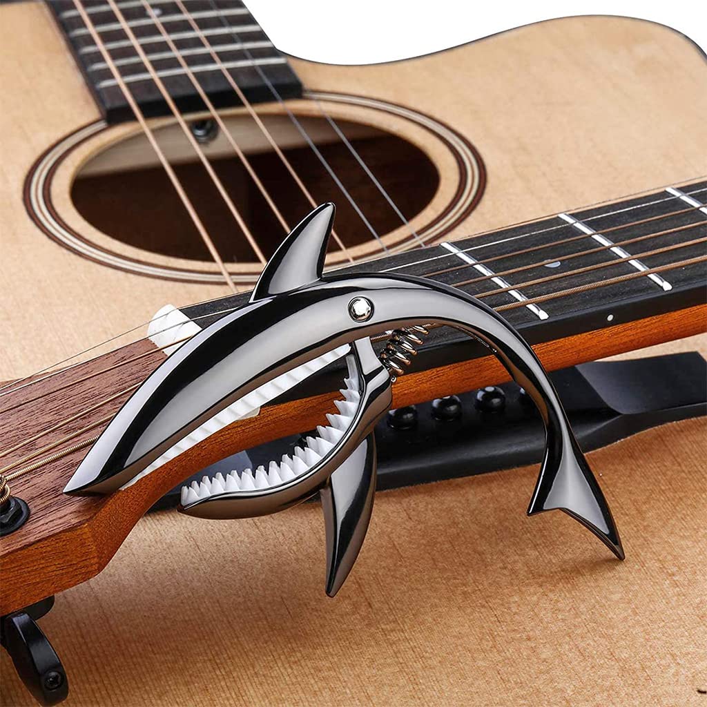 ZORBES Guitar Capo for Acoustic and Electric Guitars with Ergonomic Spring Handle | Zinc Alloy Shark Design