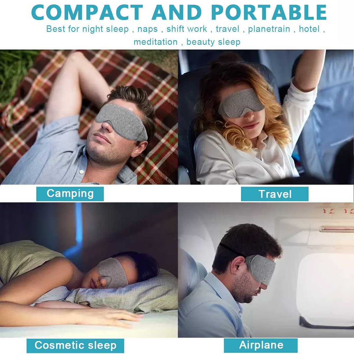 HANNEA Cotton Eye Mask for Sleeping with Adjustable Strap and Curved Nose Design | Soft Light Blocking for Travel