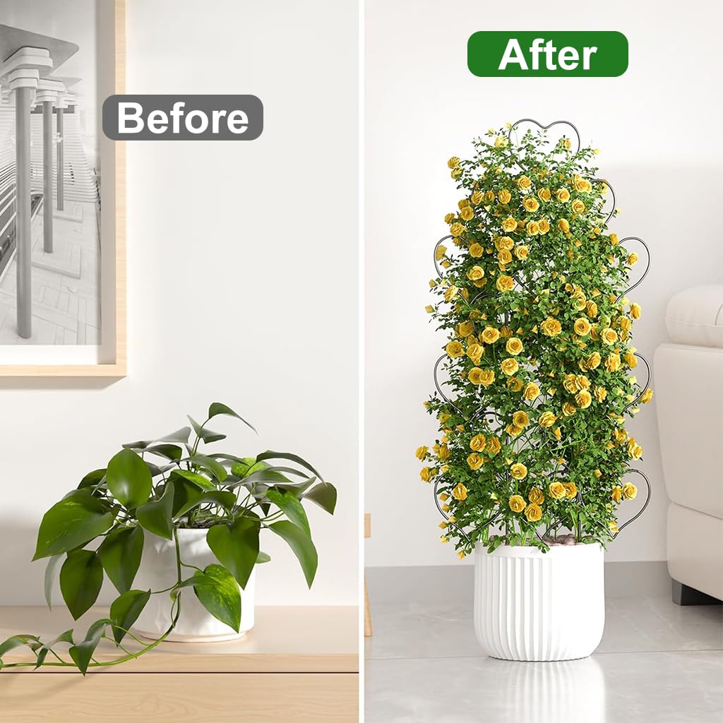 HASTHIP Metal Garden Trellis for Climbing Plants featuring Heart Shaped Grid Design | 3 Pack