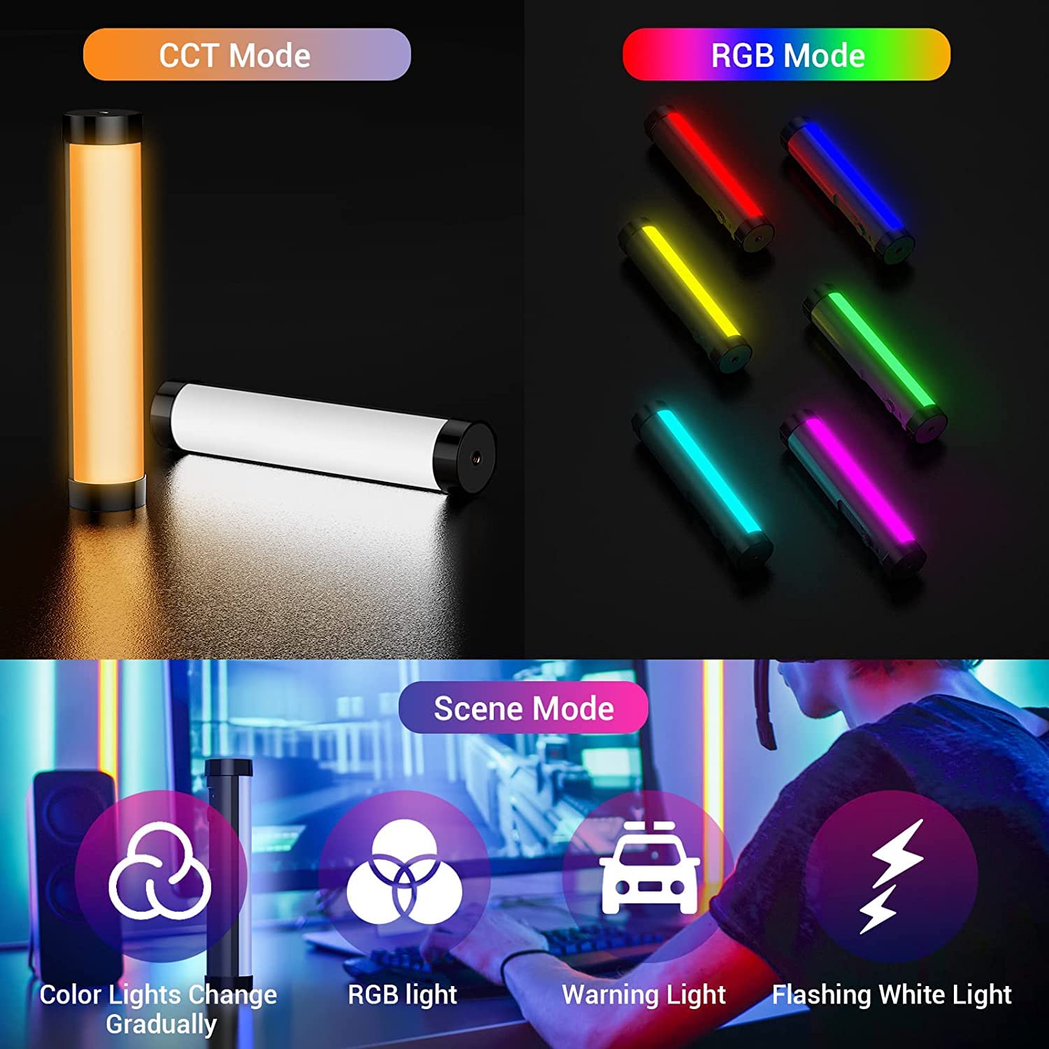 Zorbes RGB LED Light Stick for Photography with 3000K–6000K Color and 360° Magnetic Rotation