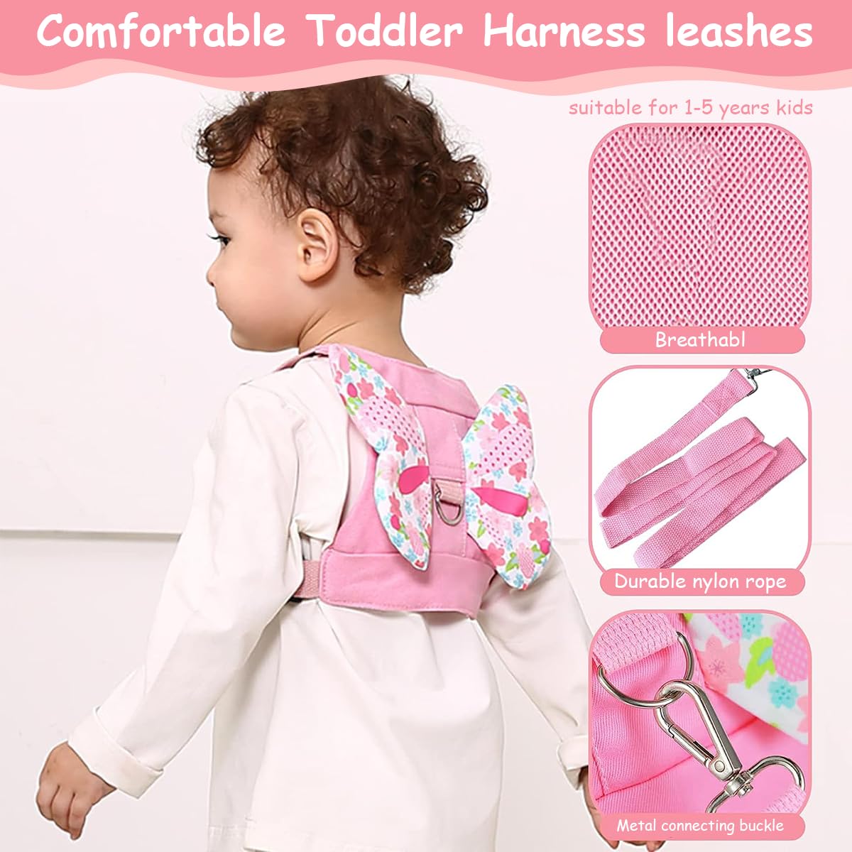 SNOWIE SOFT Baby Walking Harness for Toddlers with Anti Lost Wrist Link and Strap | Butterfly Backpack Style for 1–3 Years