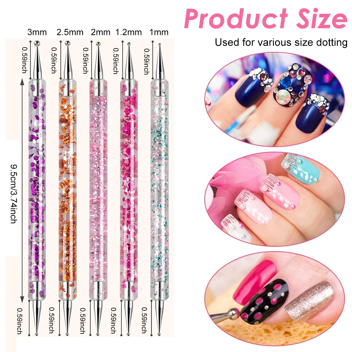 MAYCREATE Nail Art Tools Kit for Nail Design with Dual Head Dotting Tools & Liner Pens Set of 10