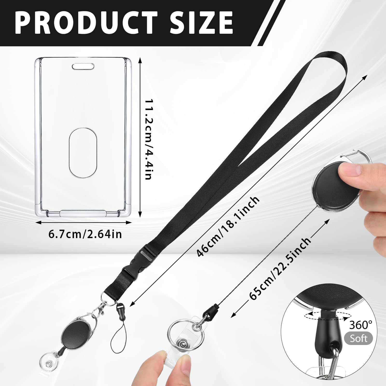 ZIBUYU ID Card Holder 2 Pack for Office and School with 24 in Retractable Reel & Quick Release Lanyard