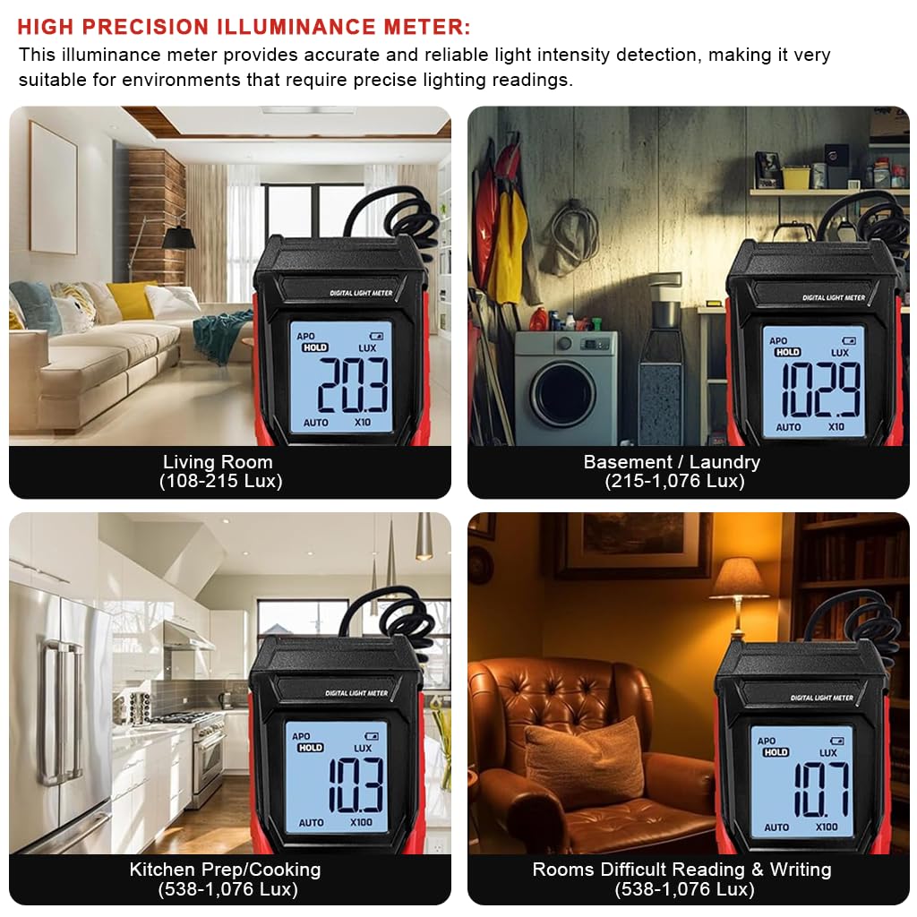 Serplex Digital Lux Meter for Plants and Headlights with Spring Coil Sensor | 0~200000 Lux Range