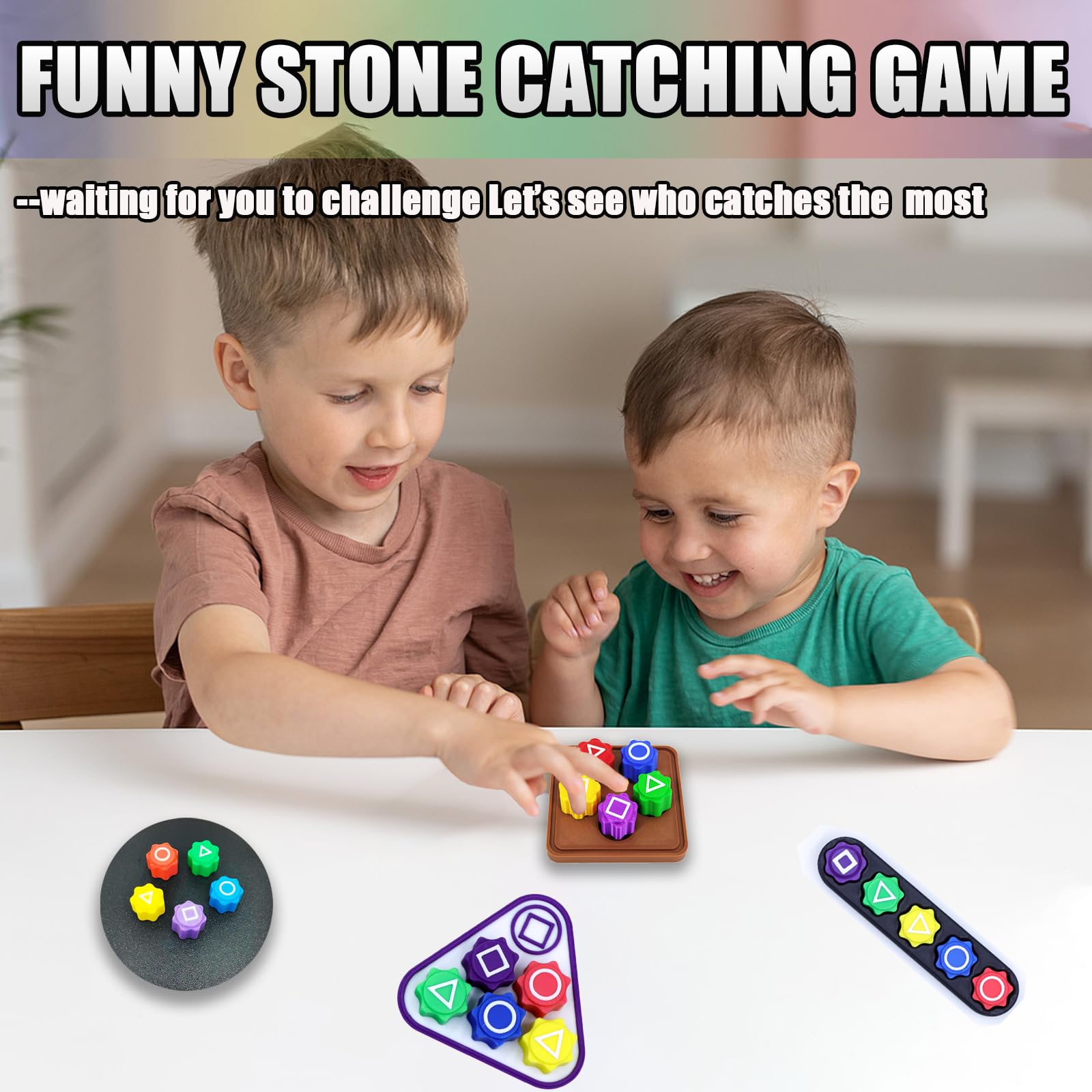 ZIBUYU Korean Gonggi Game Set with 5 Colorful PVC Rocks and Storage Box for Kids | Fun Hand Eye Coordination Play