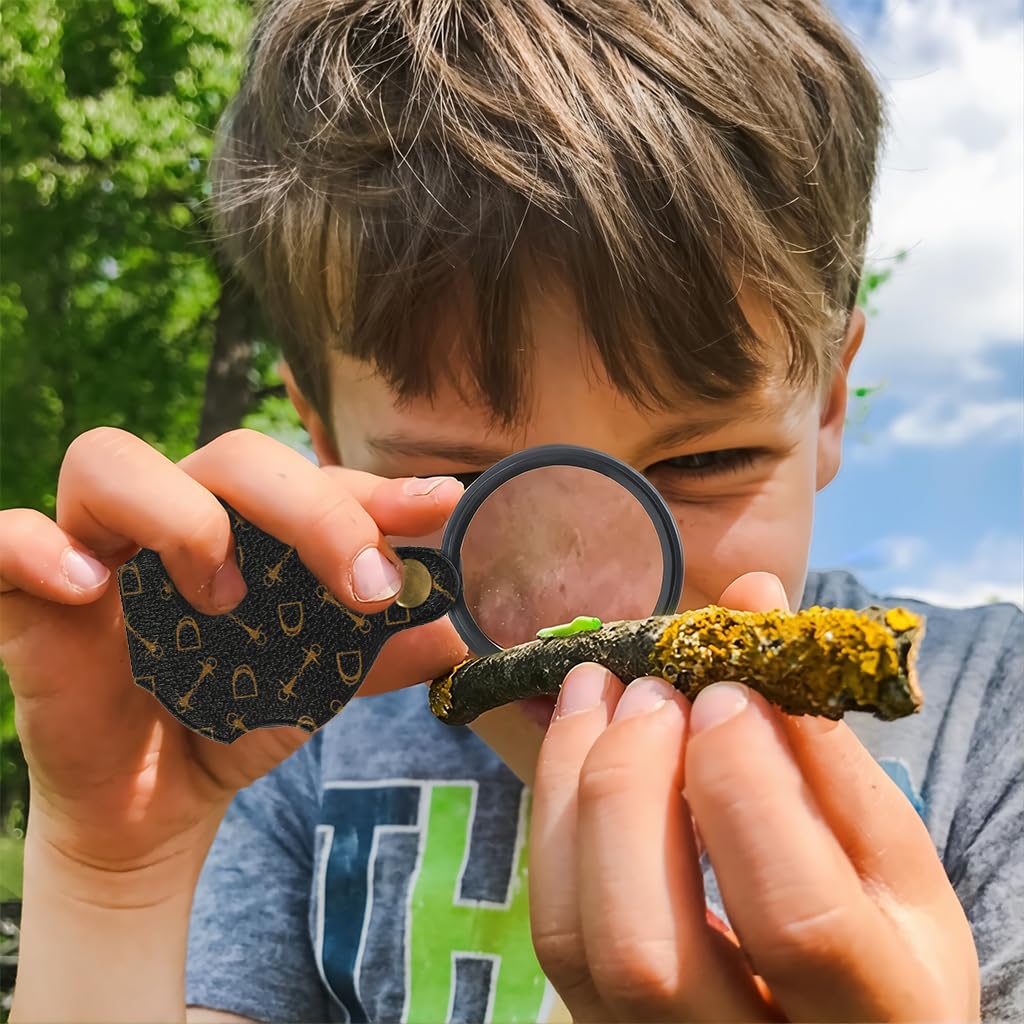 OFIFO Magnifying Glass for Reading with 10X and 15X Dual Lens Featuring Folding PU Cover | Pocket Handheld Magnifier