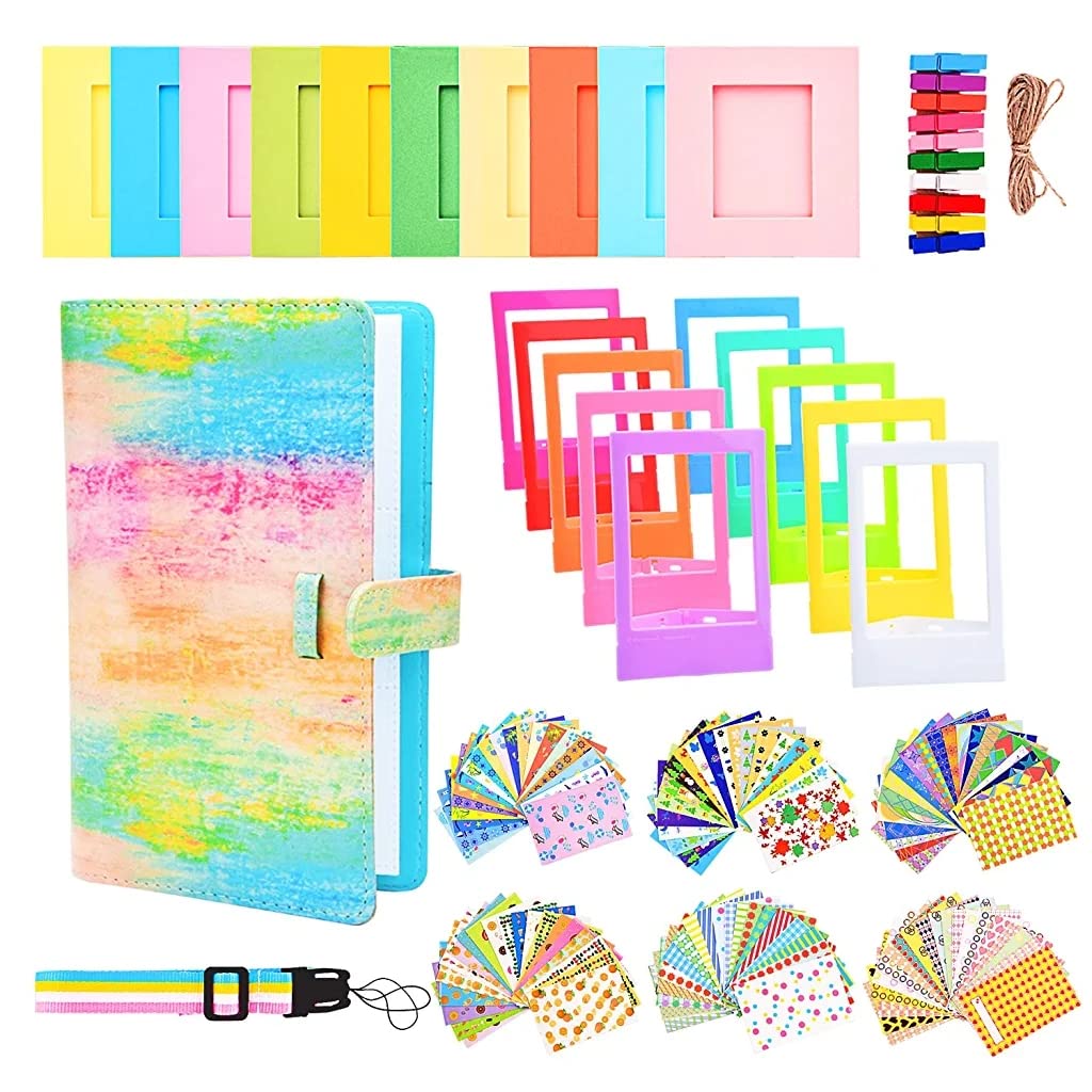 ZORBES Instax Mini 11 Film Accessories Pack, Colorful Accessories Set for Fujifilm Instax Mini 11 9 8 90 70 Includes PU Photo Album/Film Stickers/Desk Frames/Hanging Frame & Clip/Rainbow Neck Strap