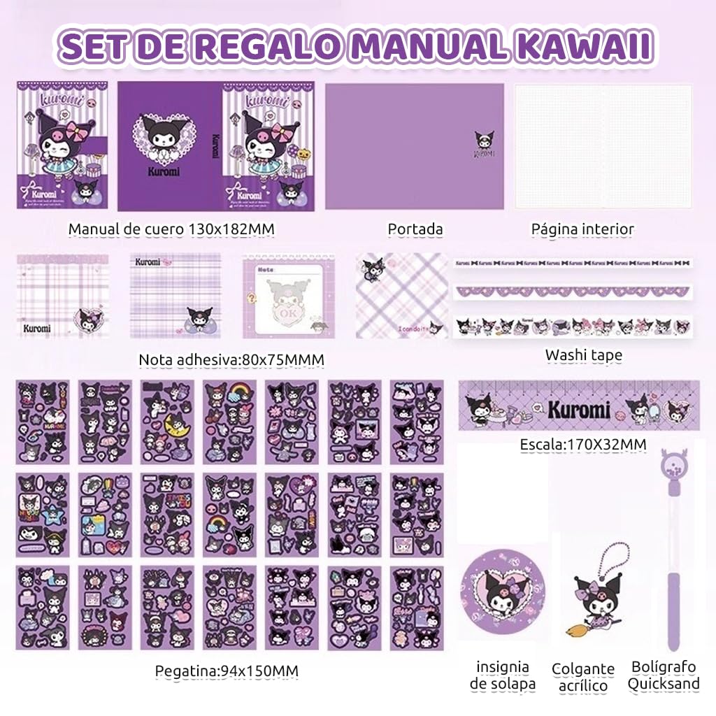 HASTHIP Kuromi Stationery Gift Box for Girls including 9 Piece Journal Set with Diary and Stickers | Perfect Birthday or School Gift