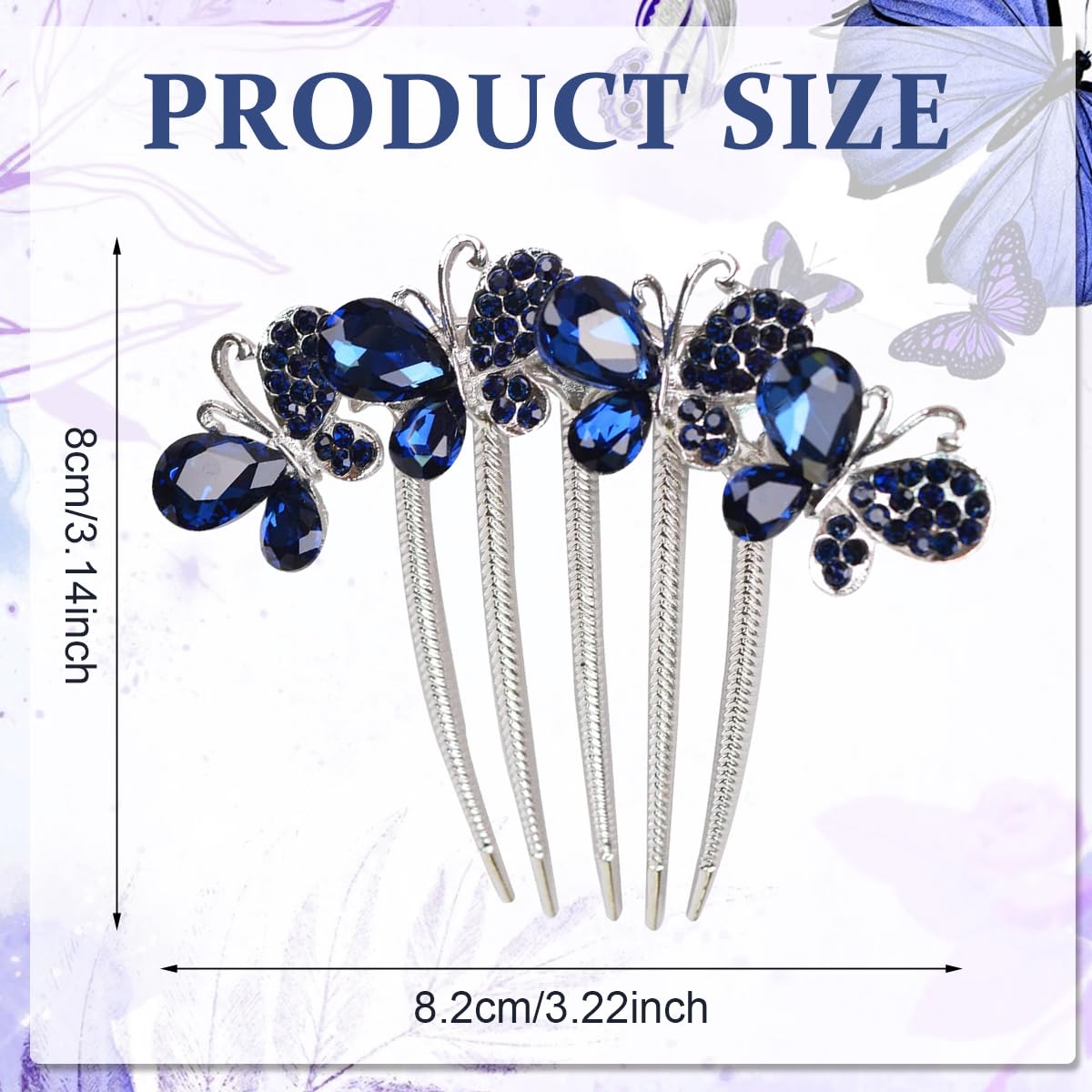 PALAY® Hair Comb Clip for Women Butterfly Rhinestone Alloy Hair Side Combs Claw Slide Comb Hairpin Decorative Bridal Hair Accessories Bun Clips for Ladies