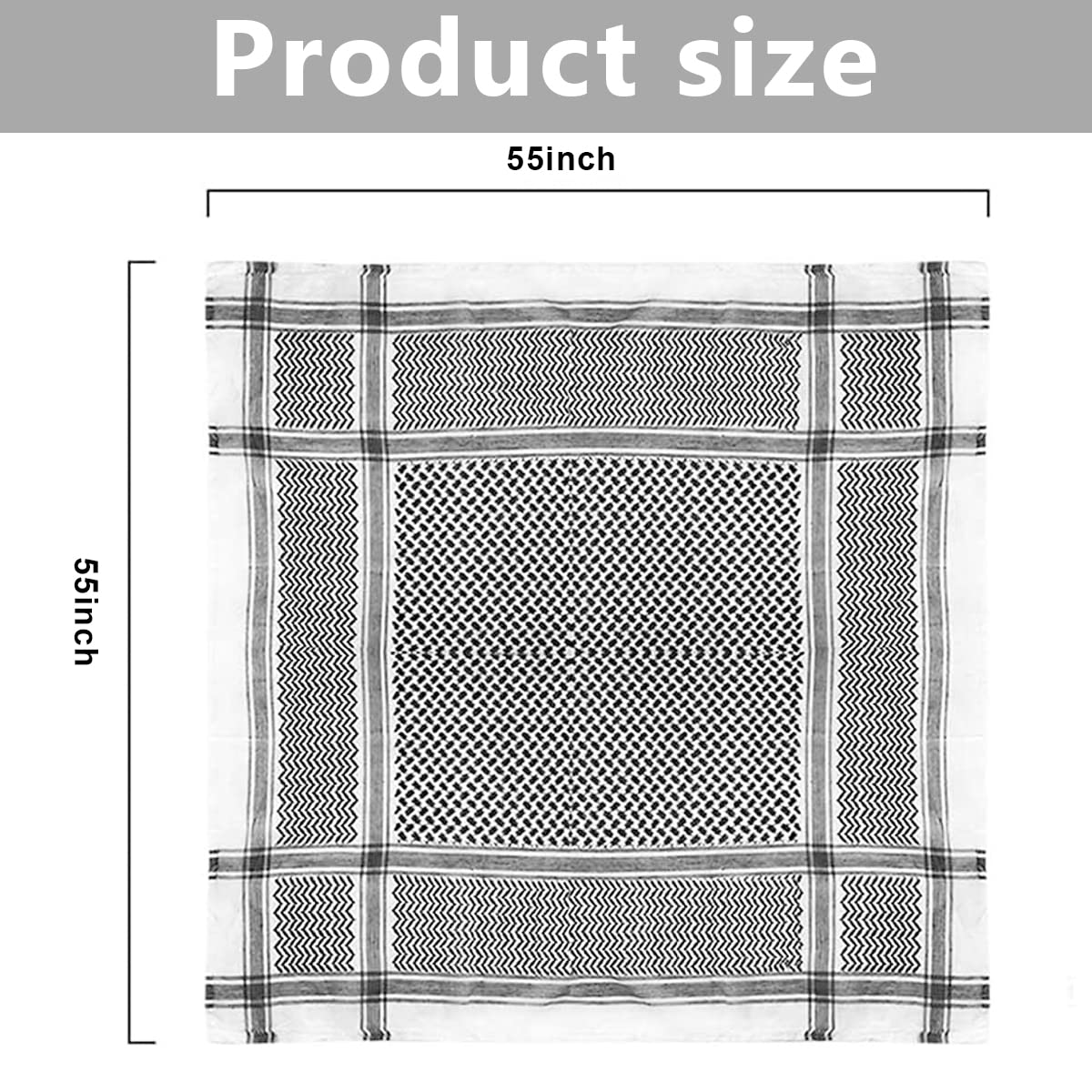 GUSTAVE Head Scarf for Men with 55 in Square Design featuring Jacquard Weave | Polyester Keffiyeh Shawl