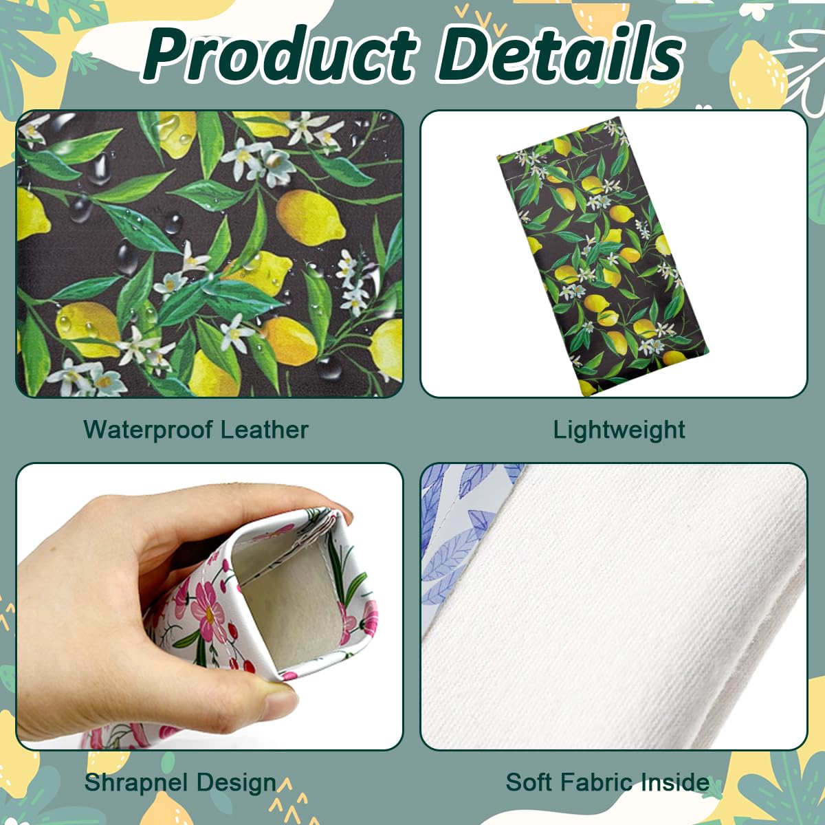 MAYCREATE Sunglasses Pouch 6PCS 182x95mm for Women Girls with Self Closing Design | Waterproof PU Storage Case