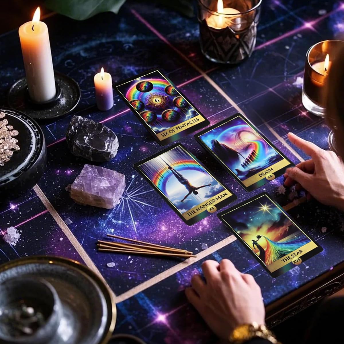 PATPAT Rainbow Tarot Cards for Beginners with 78 Pcs Deck Featuring Vibrant Art | Intuitive Readings and Group Play