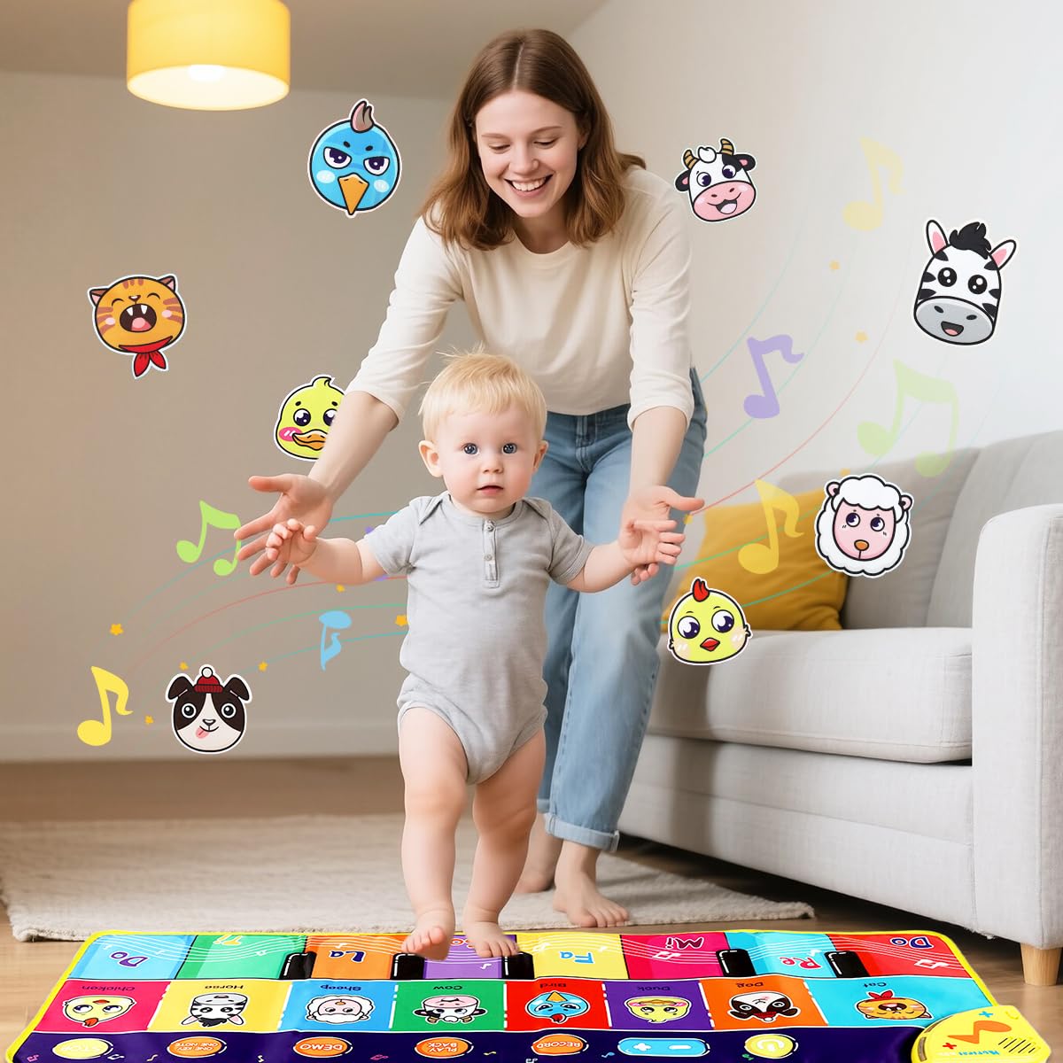 PATPAT Piano Keyboard Musical Mat for Kids with 8 Animal Sounds and 6 Modes | 27.56x11.81 in