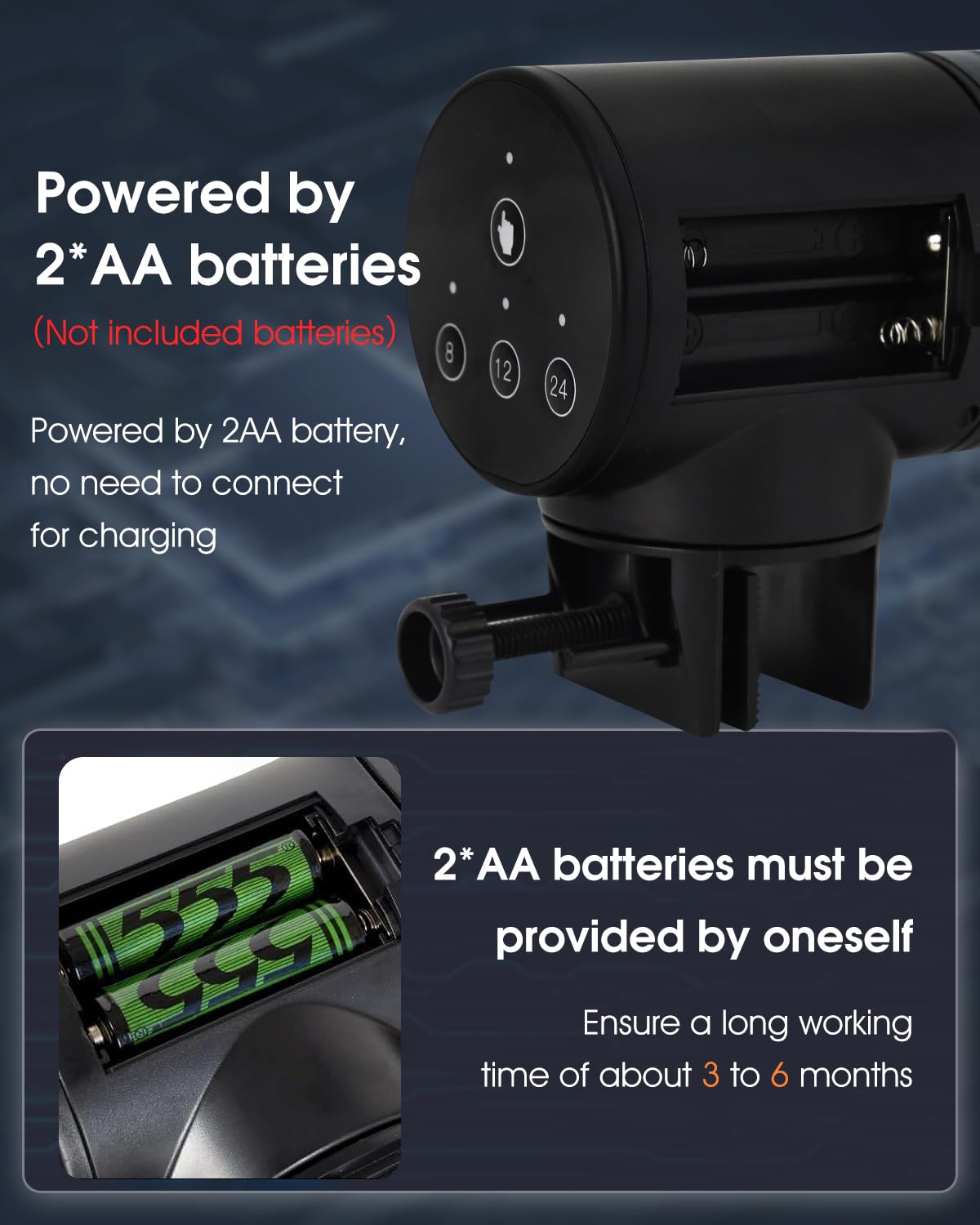 ZIBUYU Fish Tank Automatic Feeder for Home with 200ml Capacity and Moisture Proof Lid | 3 Feeding Modes