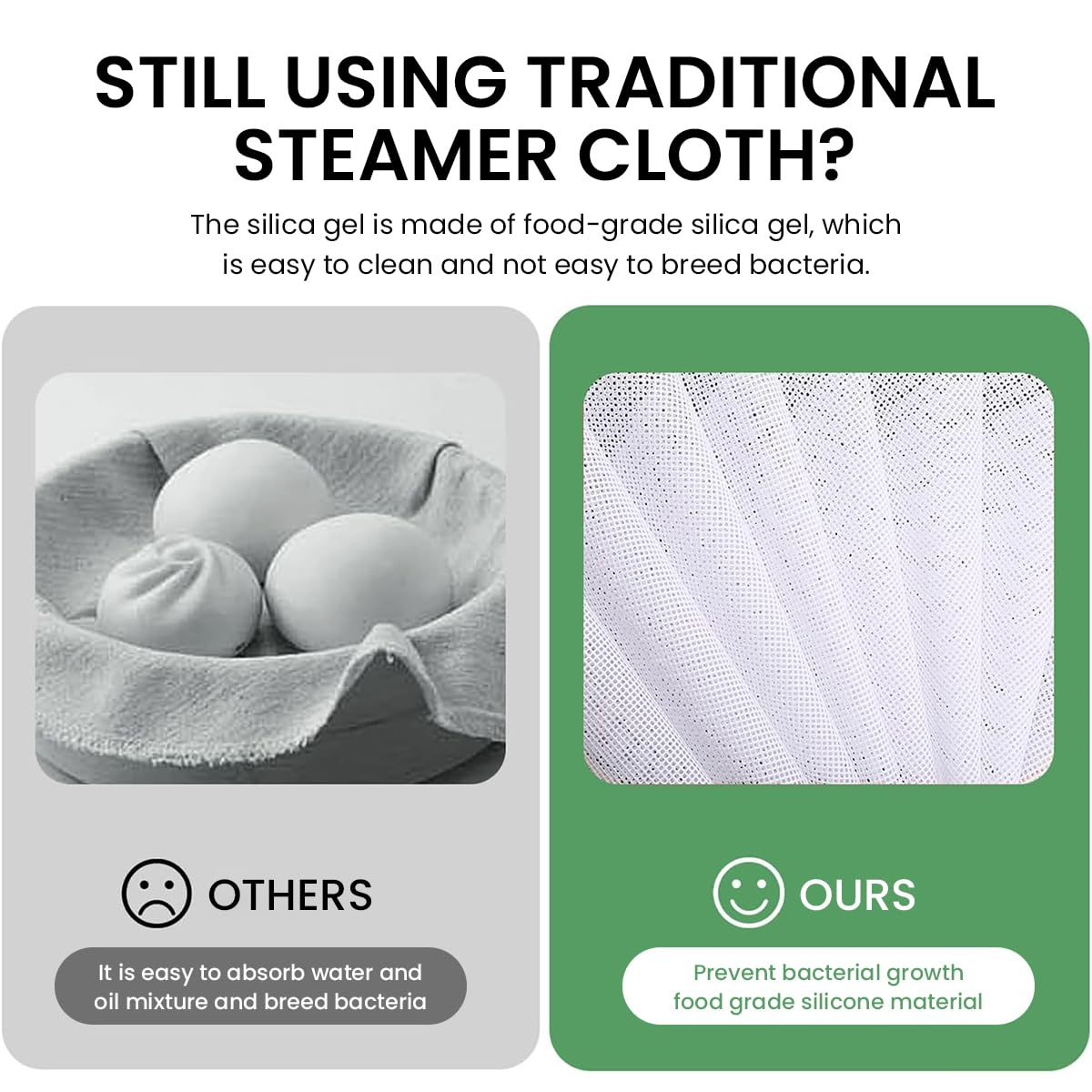 Supvox Silicone Steamer Liners for Dumplings and Pastry with Non Stick Mesh | 5pcs 7.8 in Reusable Pads