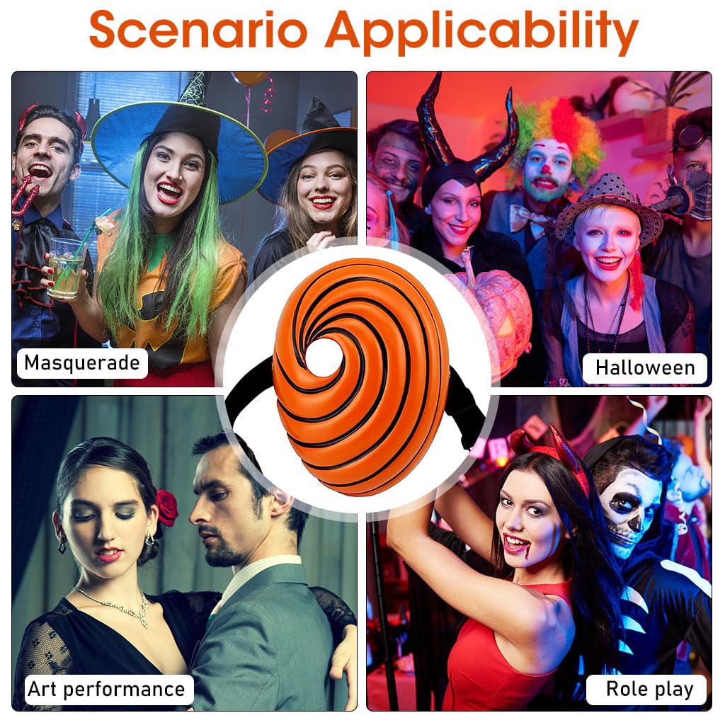 Fancyku Tobi Obito Mask for Halloween Cosplay featuring Elastic Strap and Soft Foam Padding | Resin Anime Prop for Fans