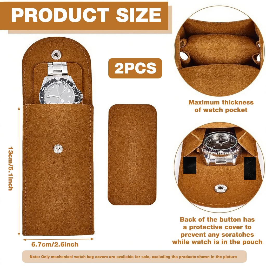 ZORBES Travel Watch Box Organizer for 2 Watches with Snap Closure and Velvet Liner 7x13x4cm
