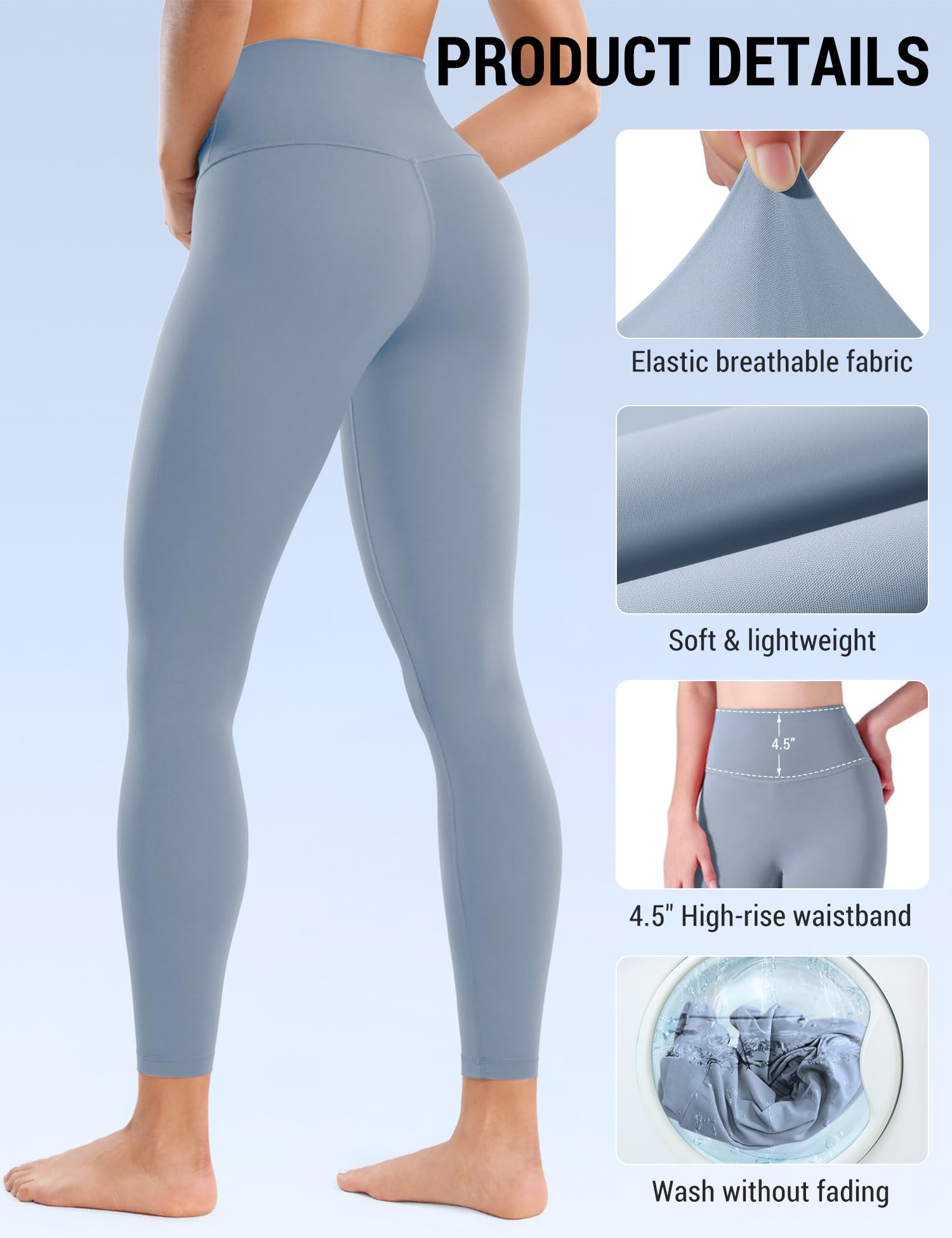Venzina Yoga Pants for Women with High Waist Tummy Control and 4 Way Stretch | Gray Leggings