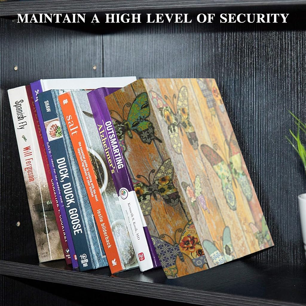 HASTHIP Vintage Butterfly Metal Storage Box for Cash and Bills with Combination Lock 9.5x6.2x2.2 in | Compact Safe for Home or Office