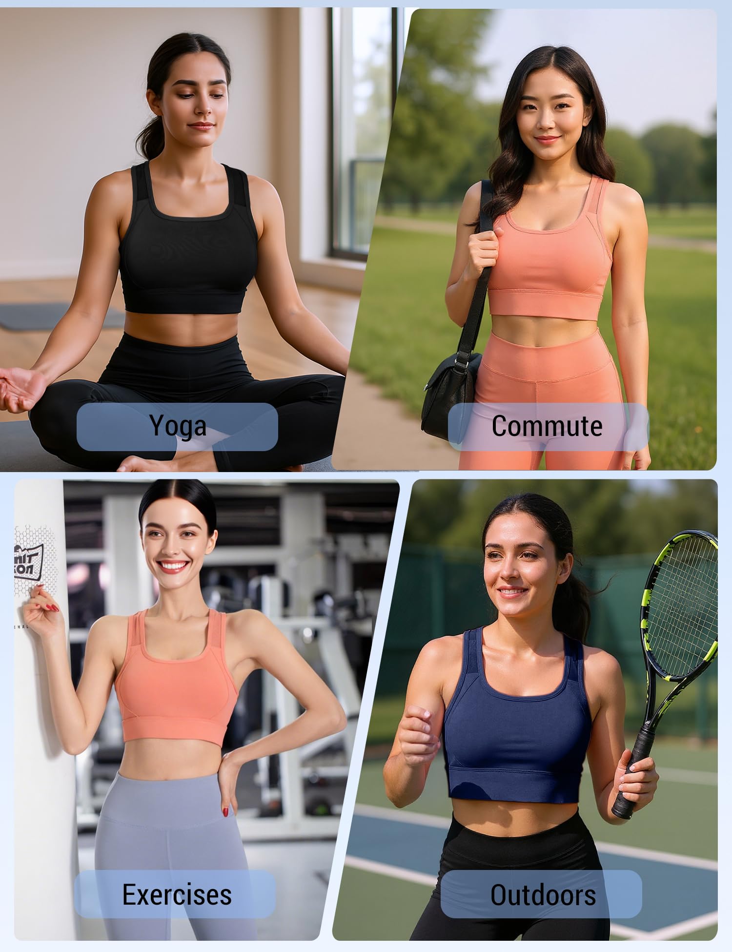 Venzina Yoga and Running Sports Bra for Women with Removable Pads and Racerback | Breathable Mesh Longline Crop Top