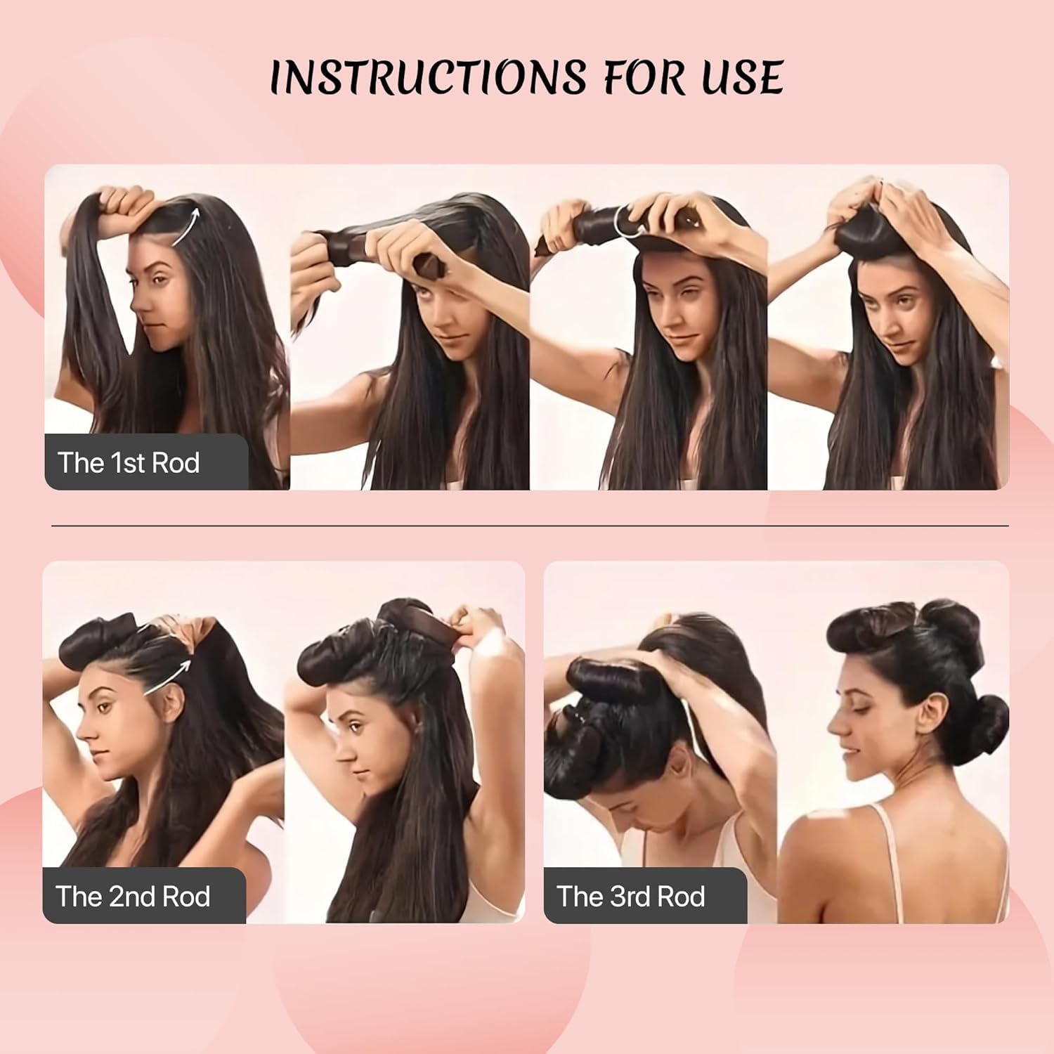 HANNEA Heatless Hair Curler for Overnight Styling with Dual Hook Design 9PCS 25cm Satin | No Heat Soft Curls for Medium and Long Hair