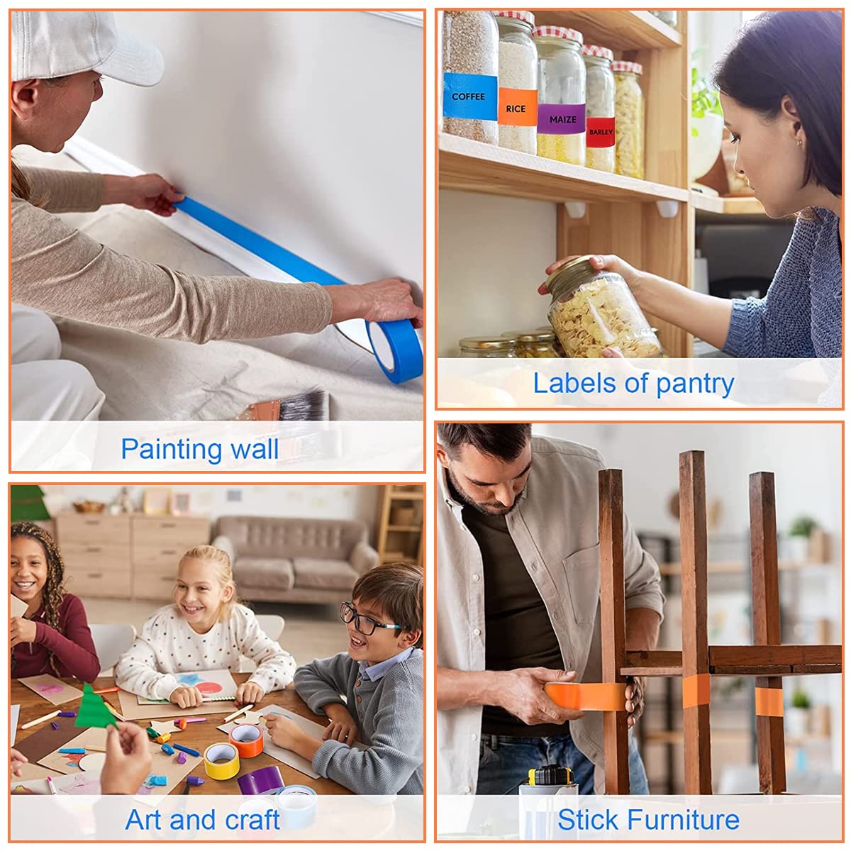 Serplex Duct Tape for Crafts and Repairs with Tear by Hand Design 10m×5cm 6 Rolls Rainbow | Writable Residue-Free Waterproof PE Gauze Composite