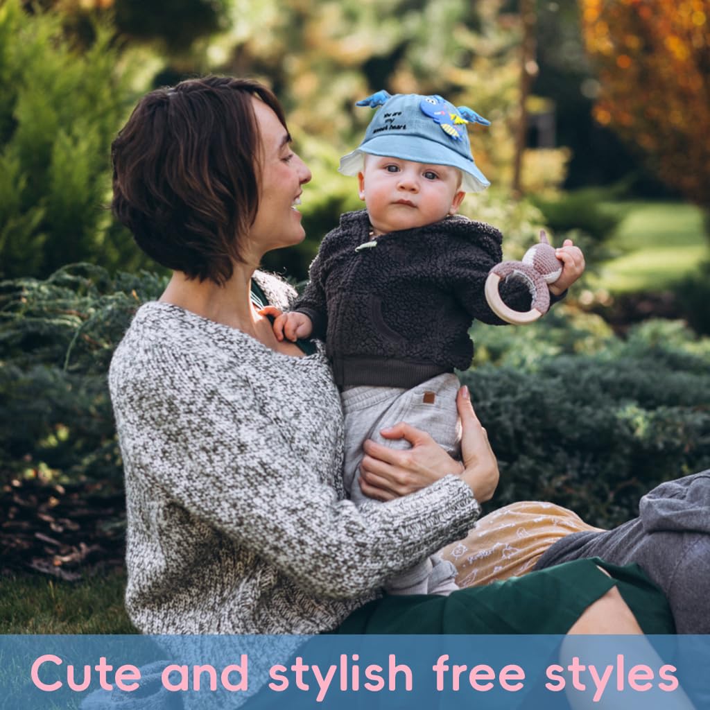 ZIBUYU Kids Bucket Hat for Outdoor Sun Protection with Windproof Chin Strap | Breathable Cotton for Toddlers 1–4 Years