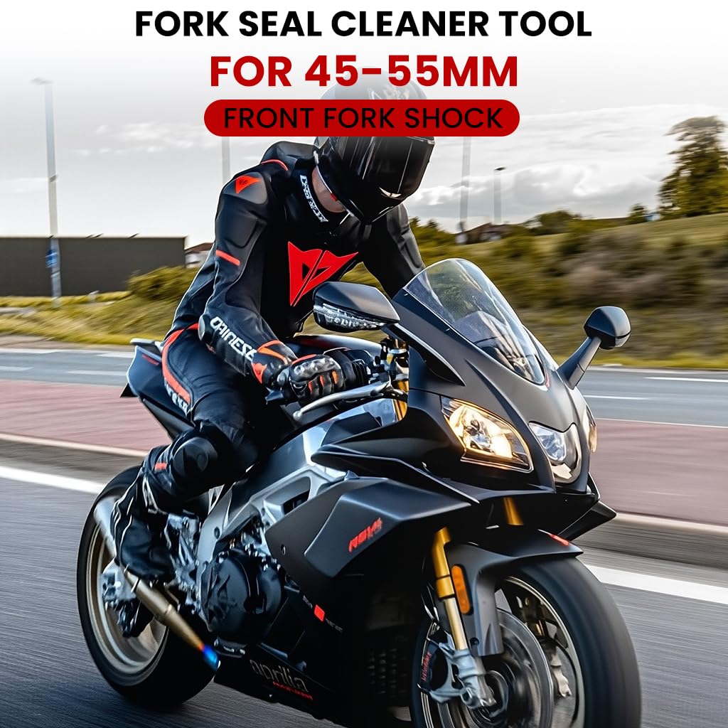 STHIRA Motorcycle Fork Seal Cover for 45‑55mm Front Shocks with Dual‑Pack Cleaning Tool | Prevents Seal Leakage and Extends Fork Life