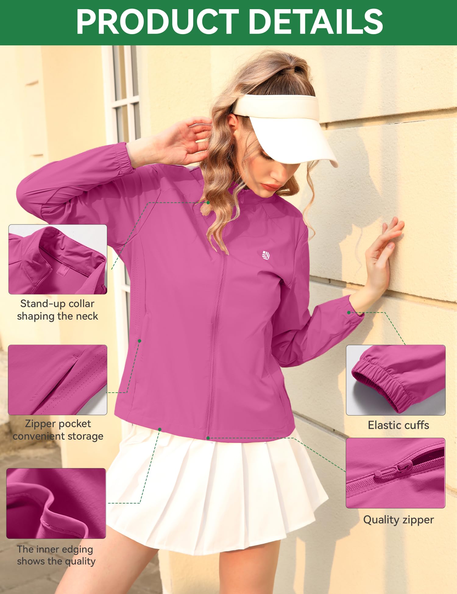 Venzina Women's UPF 50+ Sun Shirt for Hiking with 4-Way Stretch and Breathable Mesh | Rose Red