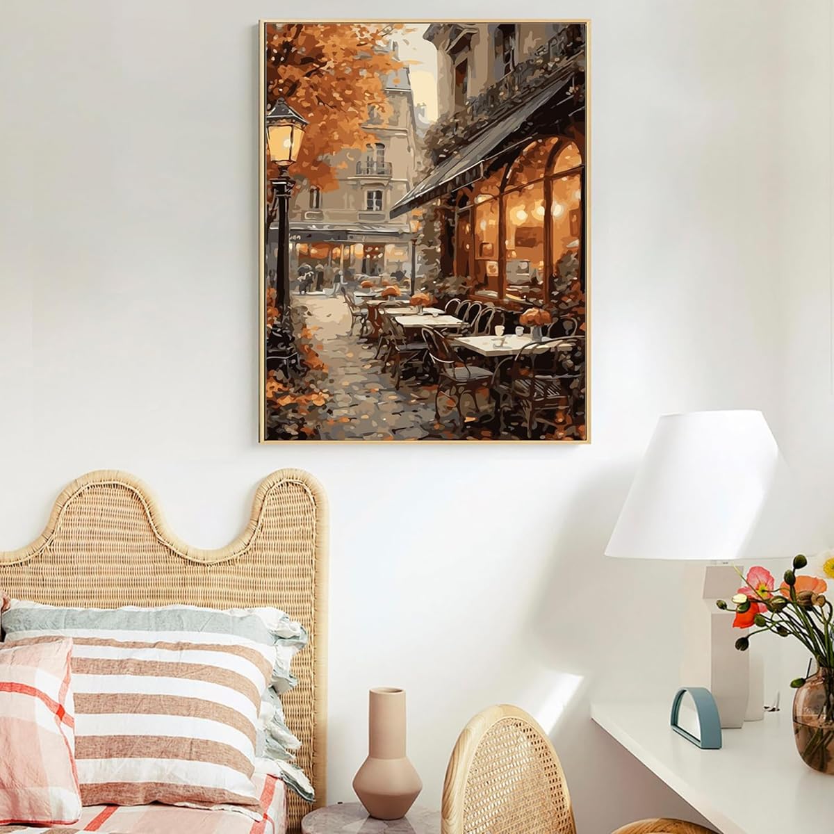 HASTHIP Paint by Numbers Kit for Adults featuring Autumn Street Café Canvas 3PCS | DIY Home Wall Art