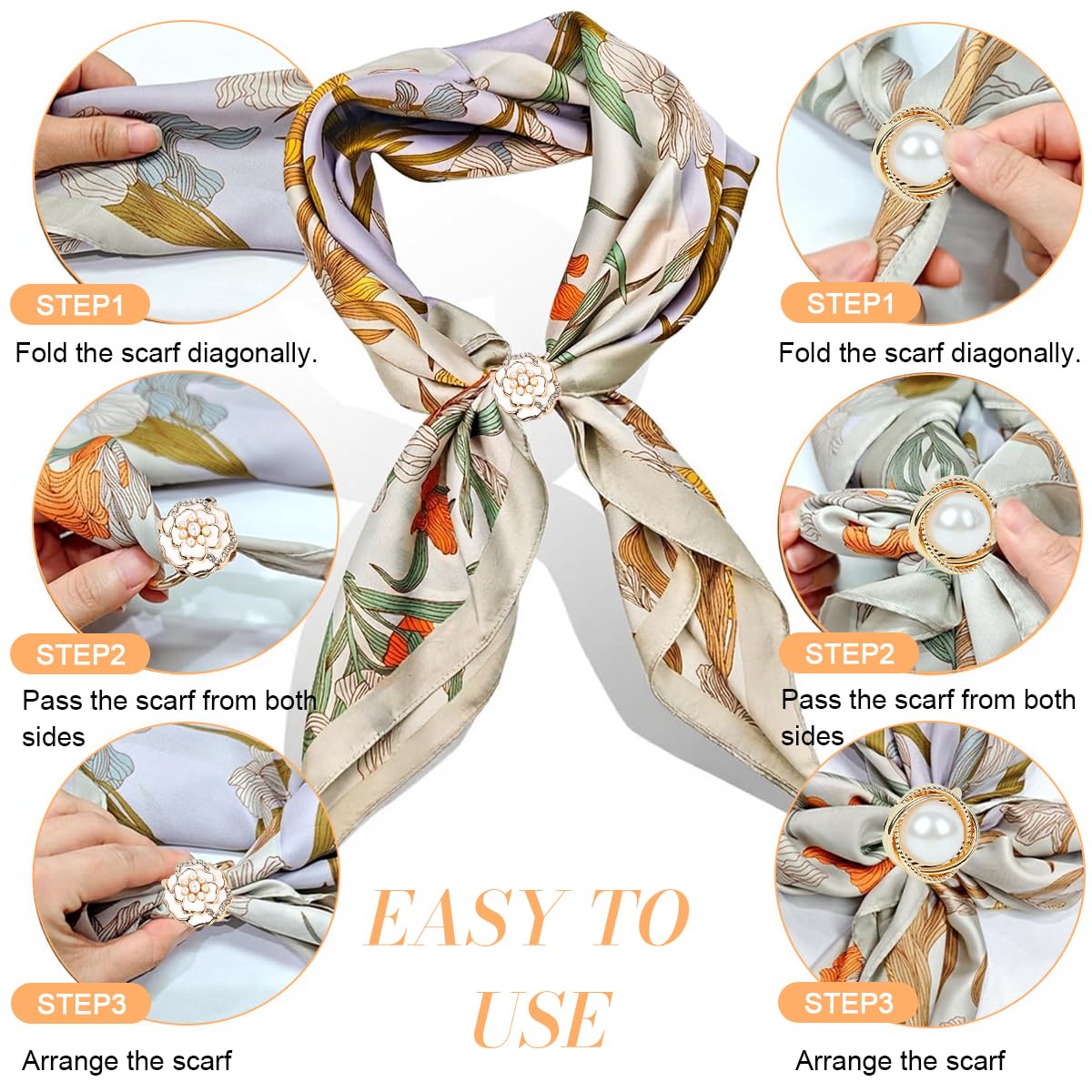 SANNIDHI Scarf Rings Buckle and Slides for Women Scarves and T Shirt Ties Clip Gold