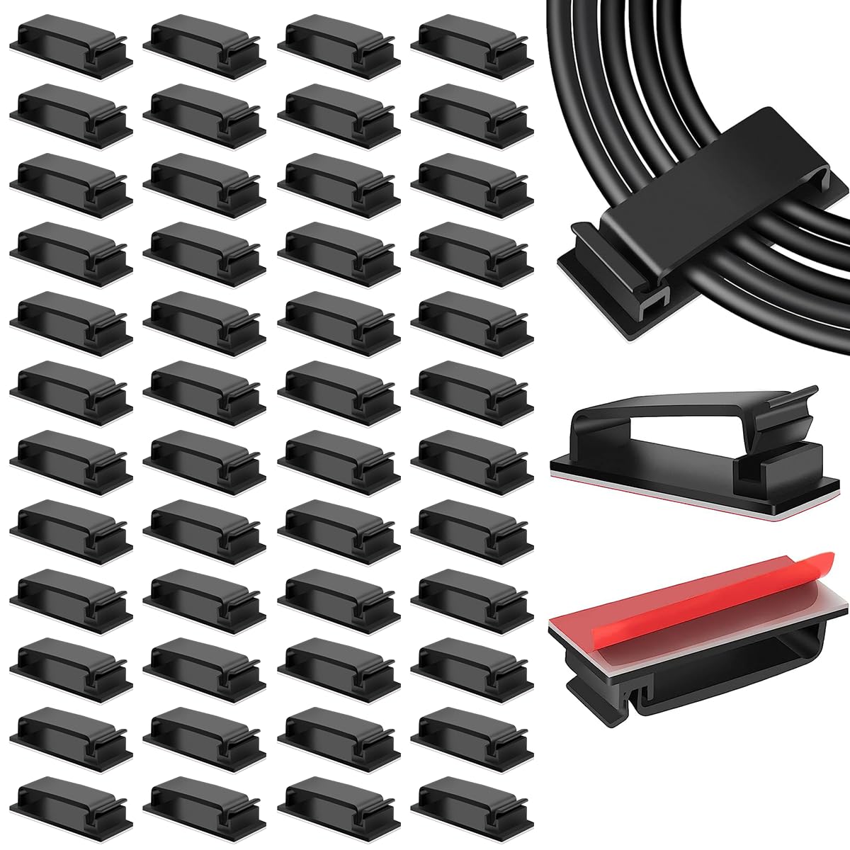 HASTHIP® 152Pcs Cable Management Kit with 4 Cable Sleeve, 11 Silicone Cable Holder 10+2 Roll Cable Organiser Straps 15 Self Adhesive Cable Clips Holder 10 Large Cord Clips&100 Wire Organizer Ties (152Pcs)