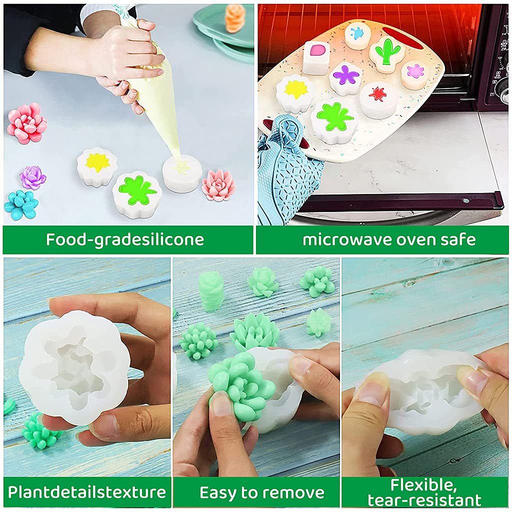 HASTHIP Silicone Molds for Succulent Candle DIY Crafts with 2 Pcs 58x55x33 mm | Oven Safe